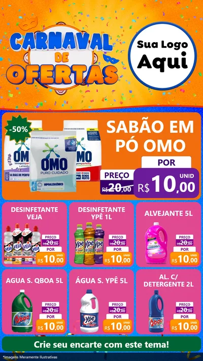 Modelo de Rede Social para Stories com o tema Carnaval de Ofertas para Produtos de Limpeza