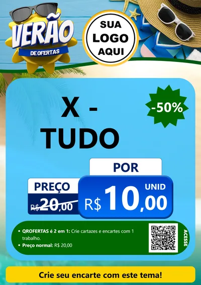 Modelo de Cartaz para Cartaz A4 Vertical com o tema Verão de Ofertas para Hamburgueria