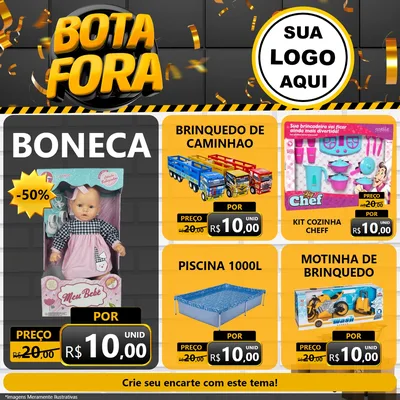 Modelo de Rede Social para Feed Facebook com o tema Bota Fora para Brinquedos