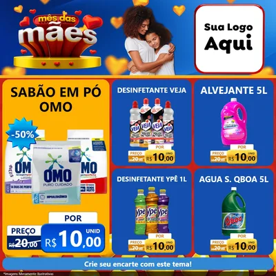 Modelo de Rede Social para Feed Facebook com o tema Mês das Mães para Produtos de Limpeza