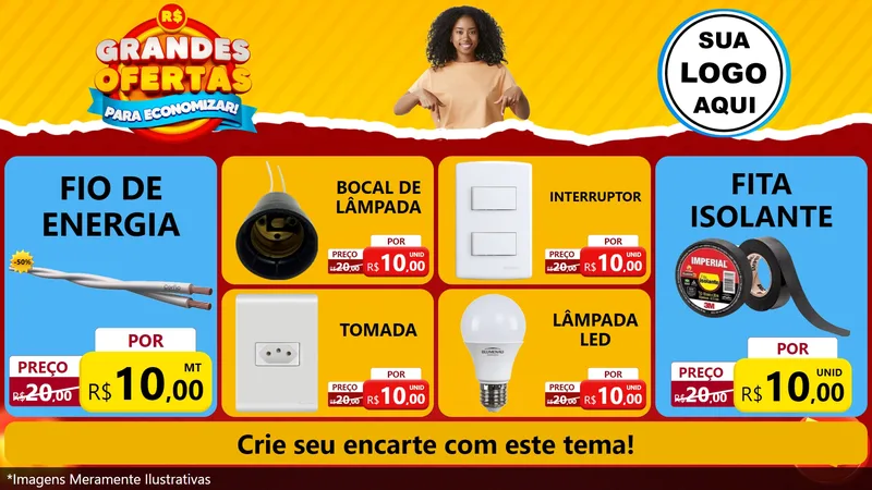 Modelo de TV para TV Horizontal com o tema Grandes Ofertas Para Economizar! para Materiais Elétricos