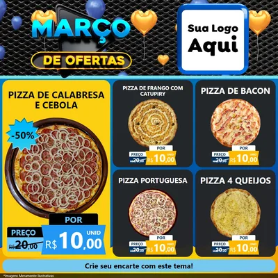 Modelo de Rede Social para Feed Facebook com o tema Março de Ofertas para Pizzaria