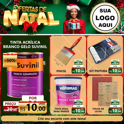 Modelo de Rede Social para Feed Facebook com o tema Ofertas de Natal para Tintas e Ferramentas