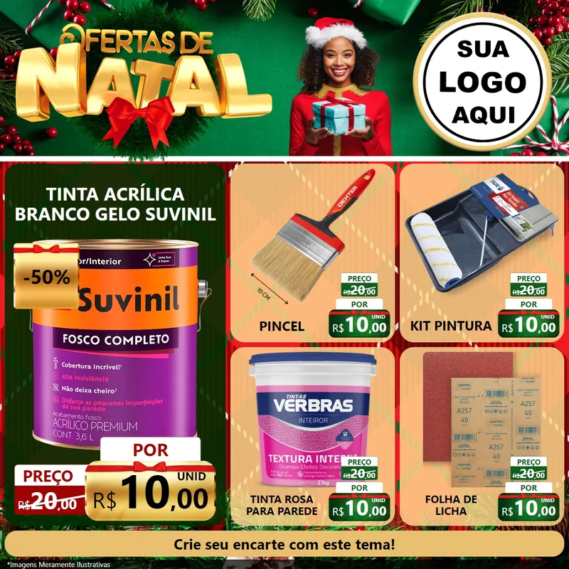 Modelo de Rede Social para Feed Facebook com o tema Ofertas de Natal para Tintas e Ferramentas