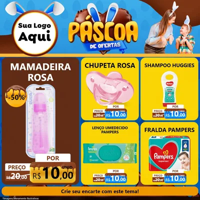 Modelo de Rede Social para Feed Facebook com o tema Páscoa de Ofertas para Bebês