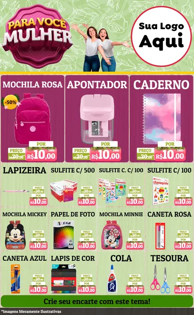 Modelo de Encarte para Encarte Grande com o tema Para Você Mulher para Papelaria