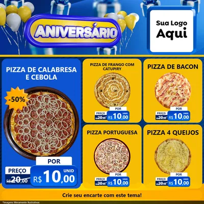 Modelo de Rede Social para Feed Facebook com o tema Aniversário para Pizzaria