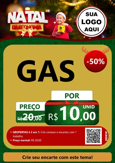 Modelo de Cartaz para Cartaz A4 Vertical com o tema Natal da Economia para Água e gás