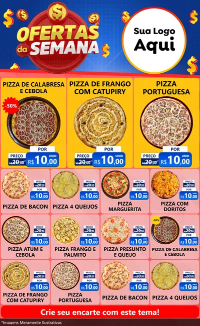 Modelo de Encarte para Encarte Grande com o tema Ofertas Da Semana para Pizzaria