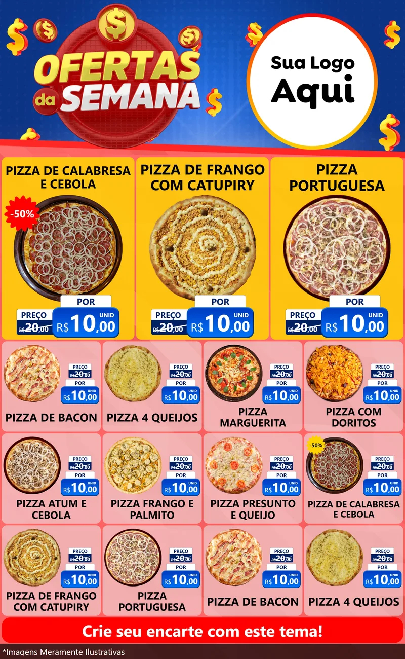 Modelo de Encarte para Encarte Grande com o tema Ofertas Da Semana para Pizzaria