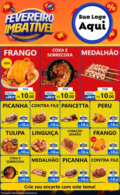 Modelo de Encarte para Encarte Grande com o tema Fevereiro Imbatível para Assados
