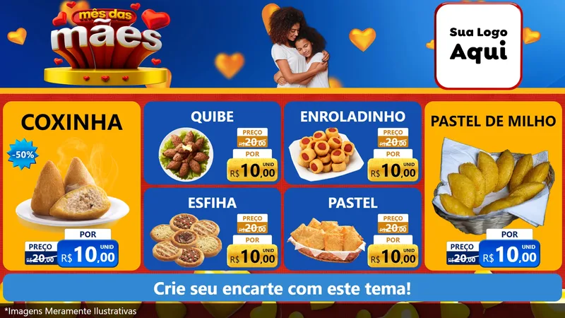 Modelo de TV para TV Horizontal com o tema Mês das Mães para Salgadaria
