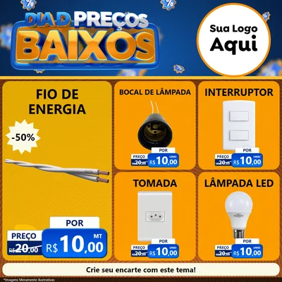 Modelo de Rede Social para Feed Facebook com o tema Dia D Preço Baixo para Materiais Elétricos