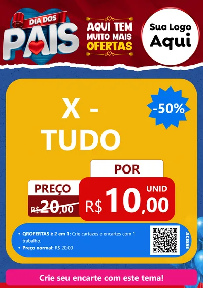 Modelo de Cartaz para Cartaz A4 Vertical com o tema Dia dos Pais para Hamburgueria