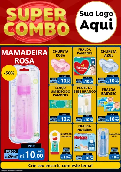 Modelo de Encarte para Encarte A4 Vertical com o tema Super Combo para Bebês