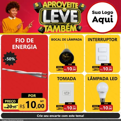 Modelo de Rede Social para Feed Facebook com o tema Aproveite e Leve Também para Materiais Elétricos