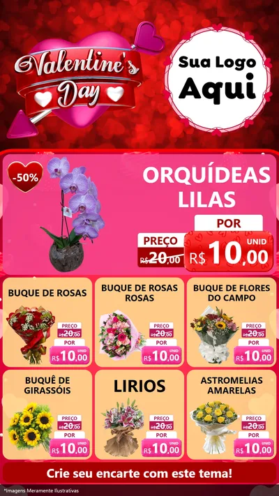 Modelo de Rede Social para Stories com o tema Valentine's Day para Floricultura e jardim