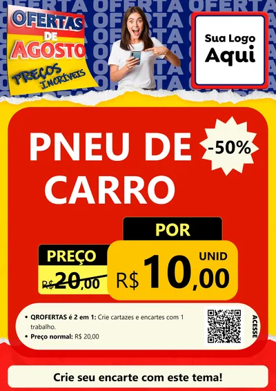 Modelo de Cartaz para Cartaz A4 Vertical com o tema Ofertas de Agosto - Preços Incríveis para Auto peças