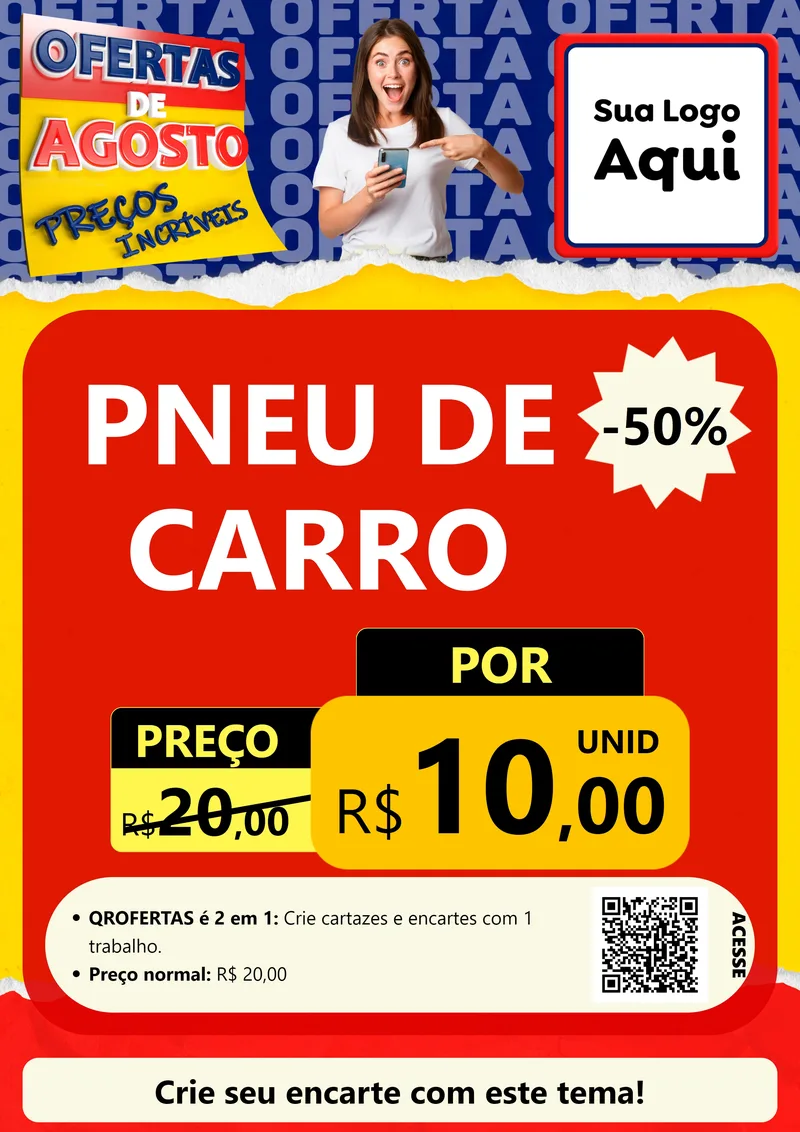 Modelo de Cartaz para Cartaz A4 Vertical com o tema Ofertas de Agosto - Preços Incríveis para Auto peças