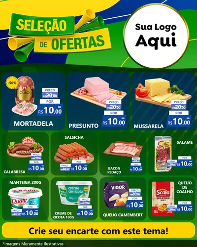 Modelo de Rede Social para Feed Instagram com o tema Seleção de Ofertas - Copa para Frios e Laticínios