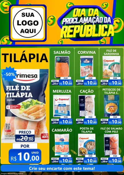 Modelo de Encarte para Encarte A4 Vertical com o tema Dia Da Proclamação da República para Peixaria
