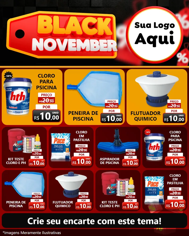 Modelo de Rede Social para Feed Instagram com o tema Black November para Produtos para Piscina
