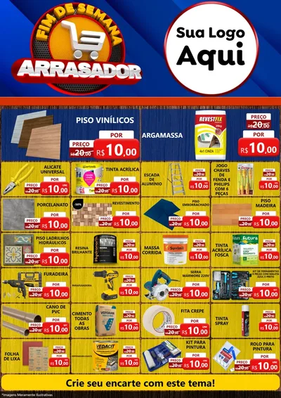 Modelo de Encarte para Encarte A4 Vertical com o tema Fim De Semana Arrasador para Material para Construção
