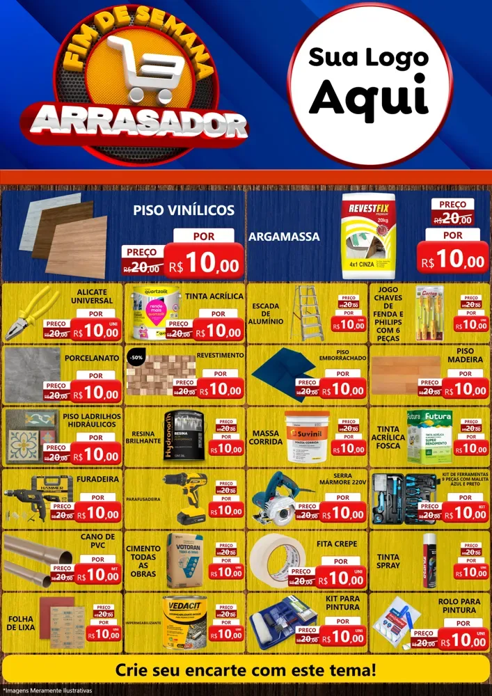Modelo de Encarte para Encarte A4 Vertical com o tema Fim De Semana Arrasador para Material para Construção