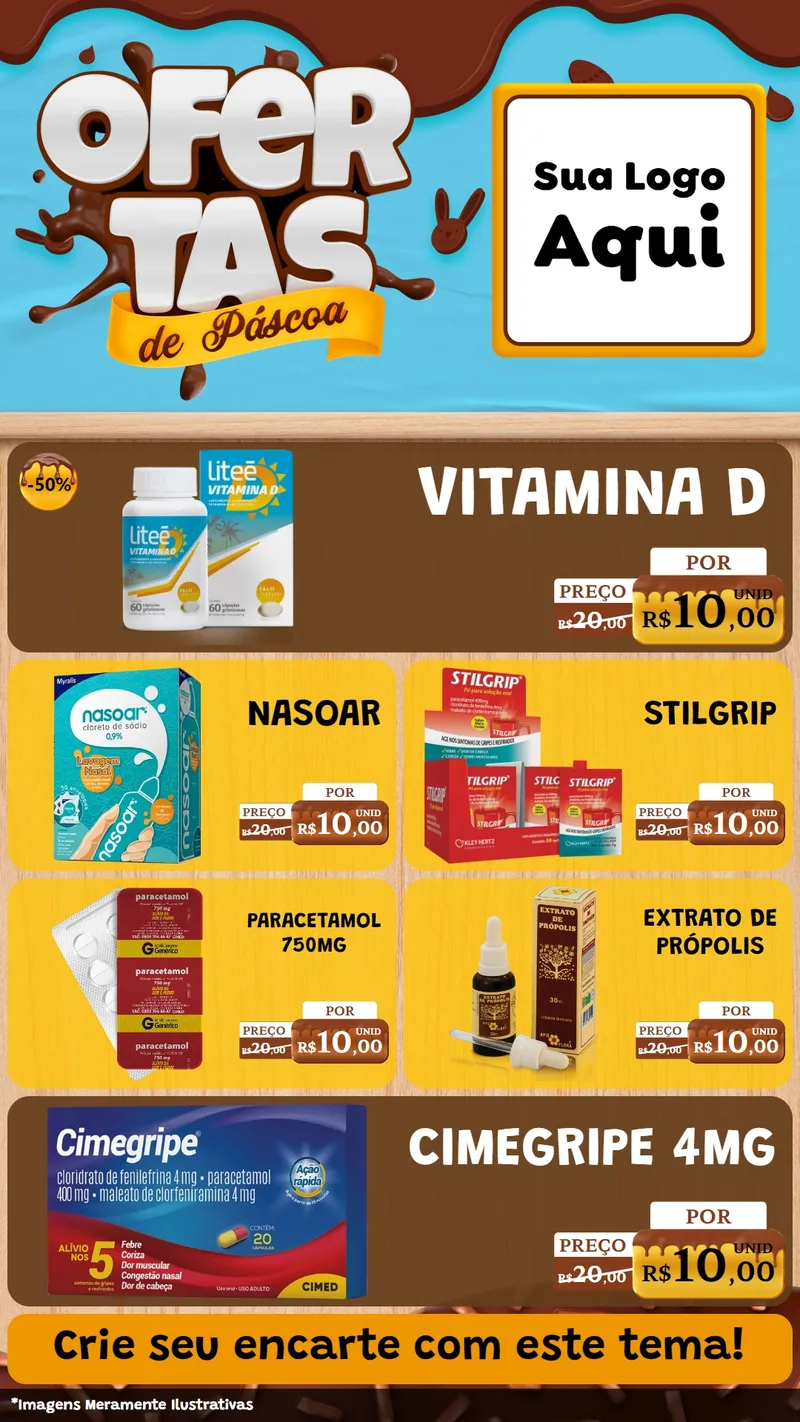 Modelo de TV para TV Vertical com o tema Ofertas de Páscoa para Farmácia