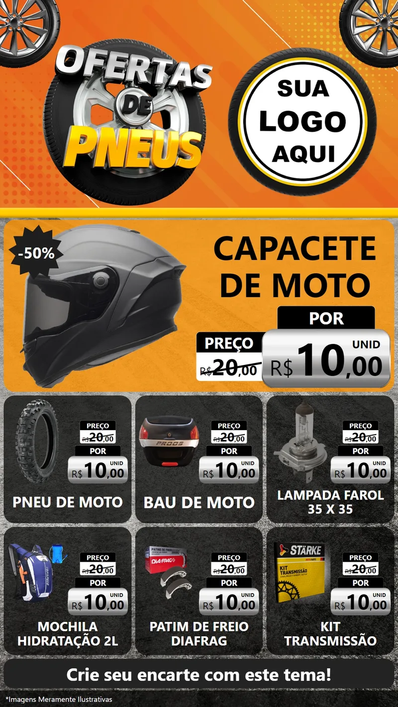 Modelo de Rede Social para Stories com o tema Ofertas de Pneus para Moto peças