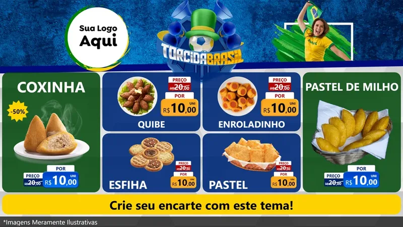 Modelo de TV para TV Horizontal com o tema Torcida Brasil - Copa para Salgadaria