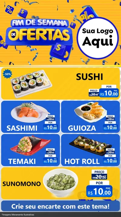 Modelo de TV para TV Vertical com o tema Fim de Semana de Ofertas para Comida japonesa