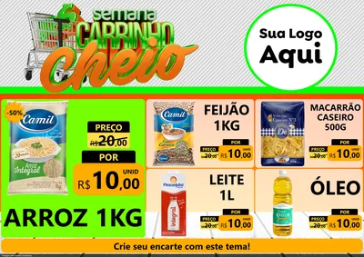 Modelo de Encarte para Encarte A4 Horizontal com o tema Semana Carrinho Cheio para Supermercado