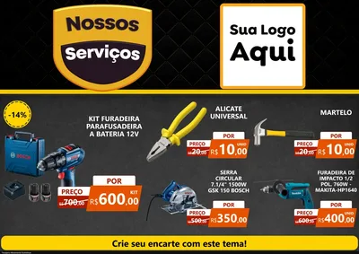 Modelo de Encarte para Encarte A4 Horizontal com o tema Nossos Serviços para Maquinas e Ferramentas