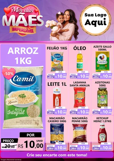Modelo de Encarte para Encarte A4 Vertical com o tema Mês das Mães Imperdível para Supermercado