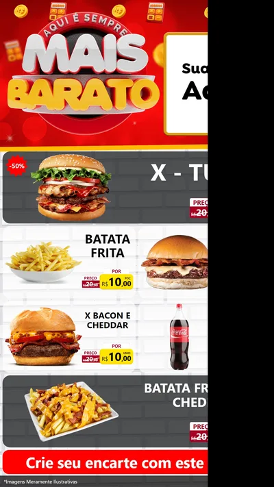 Modelo de TV para TV Vertical com o tema Mais Barato para Hamburgueria
