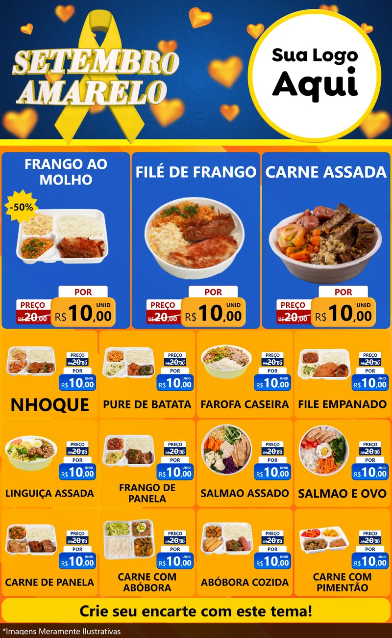 Modelo de Encarte para Encarte Grande com o tema Setembro Amarelo para Restaurante