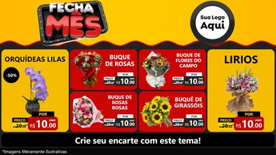 Modelo de TV para TV Horizontal com o tema Fecha Mês para Floricultura e jardim