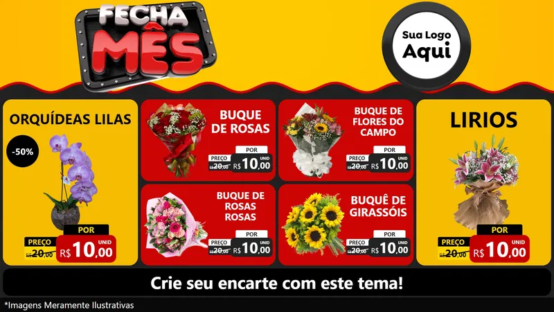 Modelo de TV para TV Horizontal com o tema Fecha Mês para Floricultura e jardim