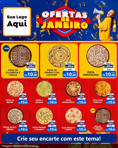 Modelo de Rede Social para Feed Instagram com o tema Ofertas de Janeiro para Pizzaria