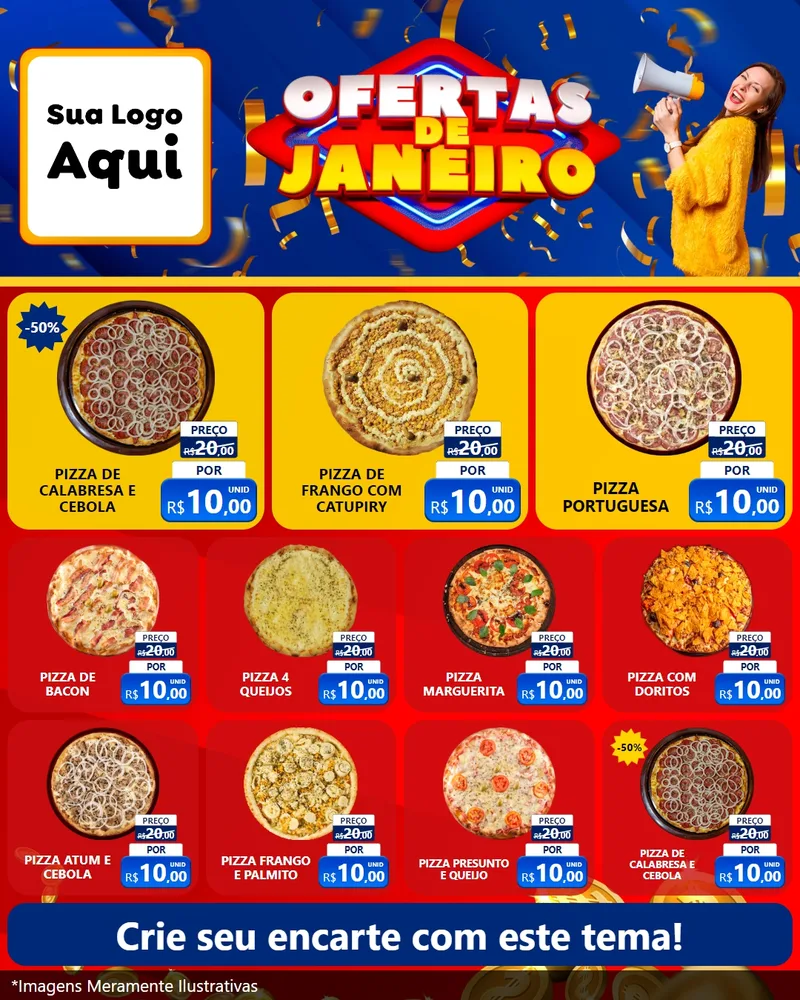Modelo de Rede Social para Feed Instagram com o tema Ofertas de Janeiro para Pizzaria