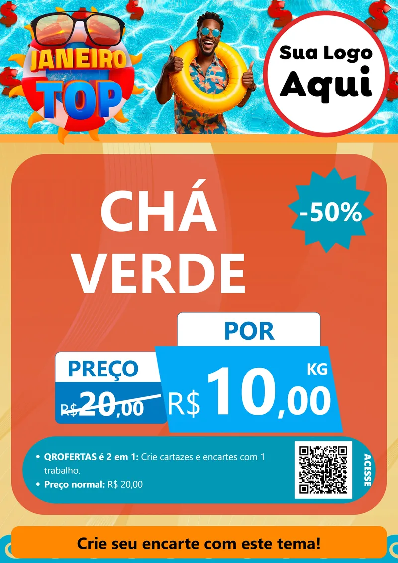 Modelo de Cartaz para Cartaz A4 Vertical com o tema Janeiro Top para Produtos Naturais