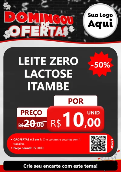 Modelo de Cartaz para Cartaz A4 Vertical com o tema Domingou de Ofertas para Frios e Laticínios