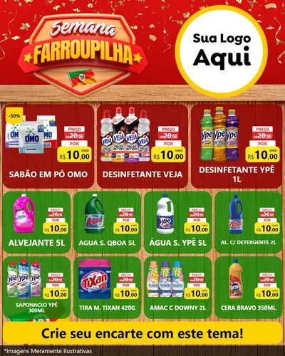 Modelo de Rede Social para Feed Instagram com o tema Semana Farroupilha para Produtos de Limpeza