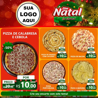 Modelo de Rede Social para Feed Facebook com o tema Um Natal de Ofertas para Pizzaria