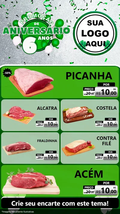 Modelo de TV para TV Vertical com o tema Promoção de Aniversário - 6 Anos para Açougue