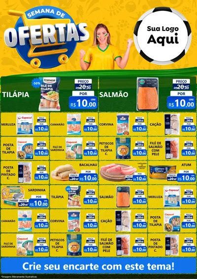 Modelo de Encarte para Encarte A4 Vertical com o tema Semana de Ofertas - Copa para Peixaria