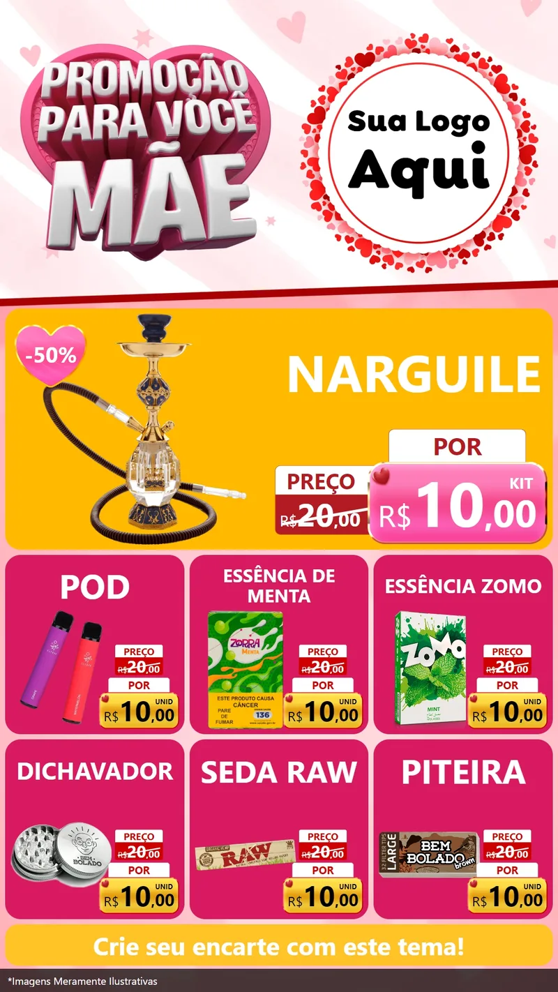 Modelo de Rede Social para Stories com o tema Promoção Para Você Mãe para Tabacaria