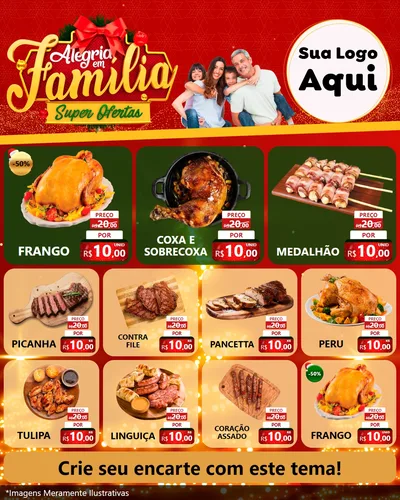 Modelo de Rede Social para Feed Instagram com o tema Alegria em Família Super Ofertas - Natal para Assados