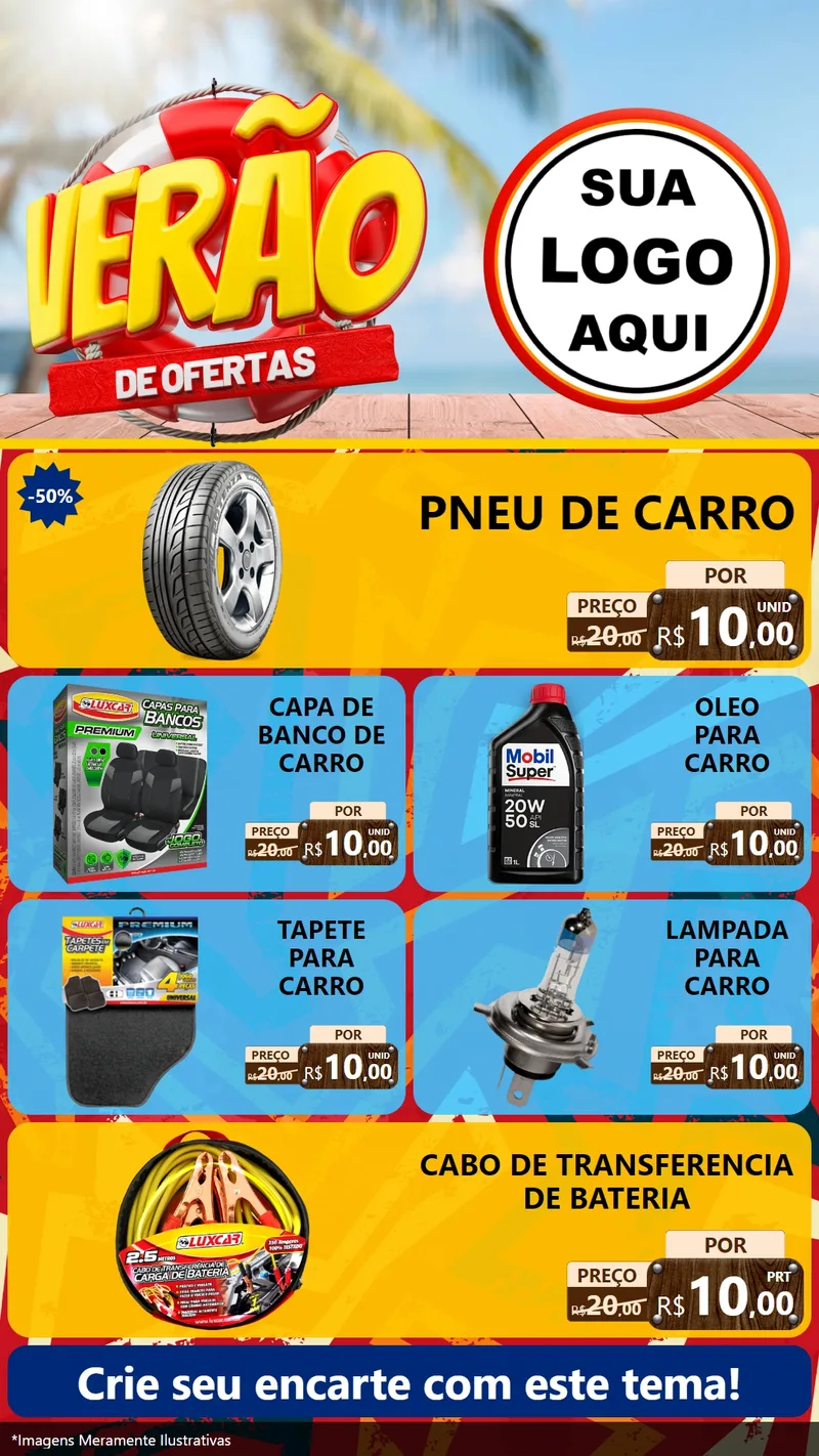 Modelo de TV para TV Vertical com o tema Verão de Ofertas para Auto peças